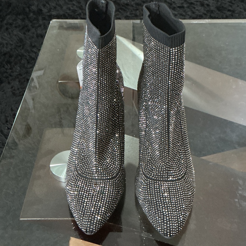 Sparkling Black and Silver Heeled Boots